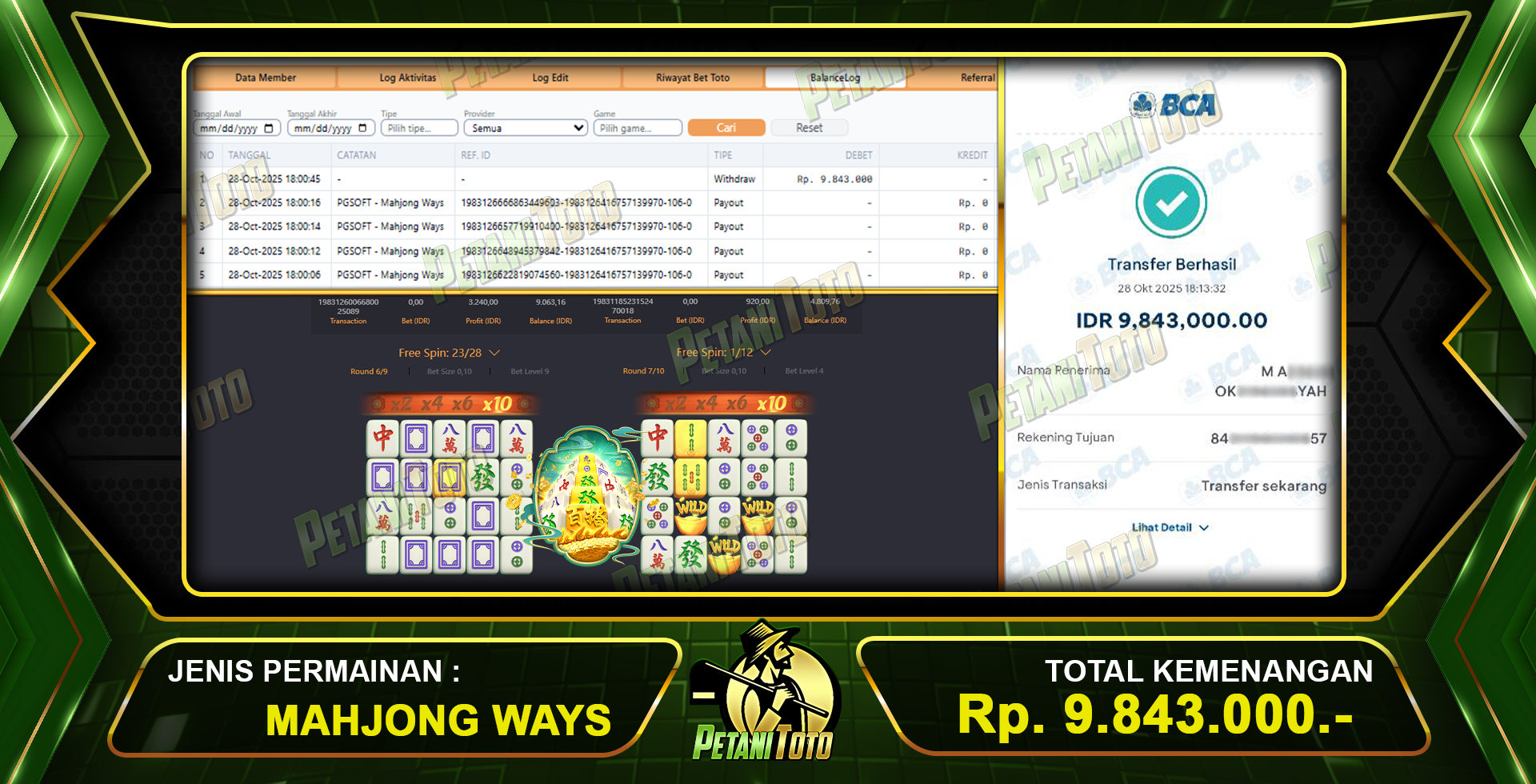 MODAL RECEH MAHJONG PETANITOTO