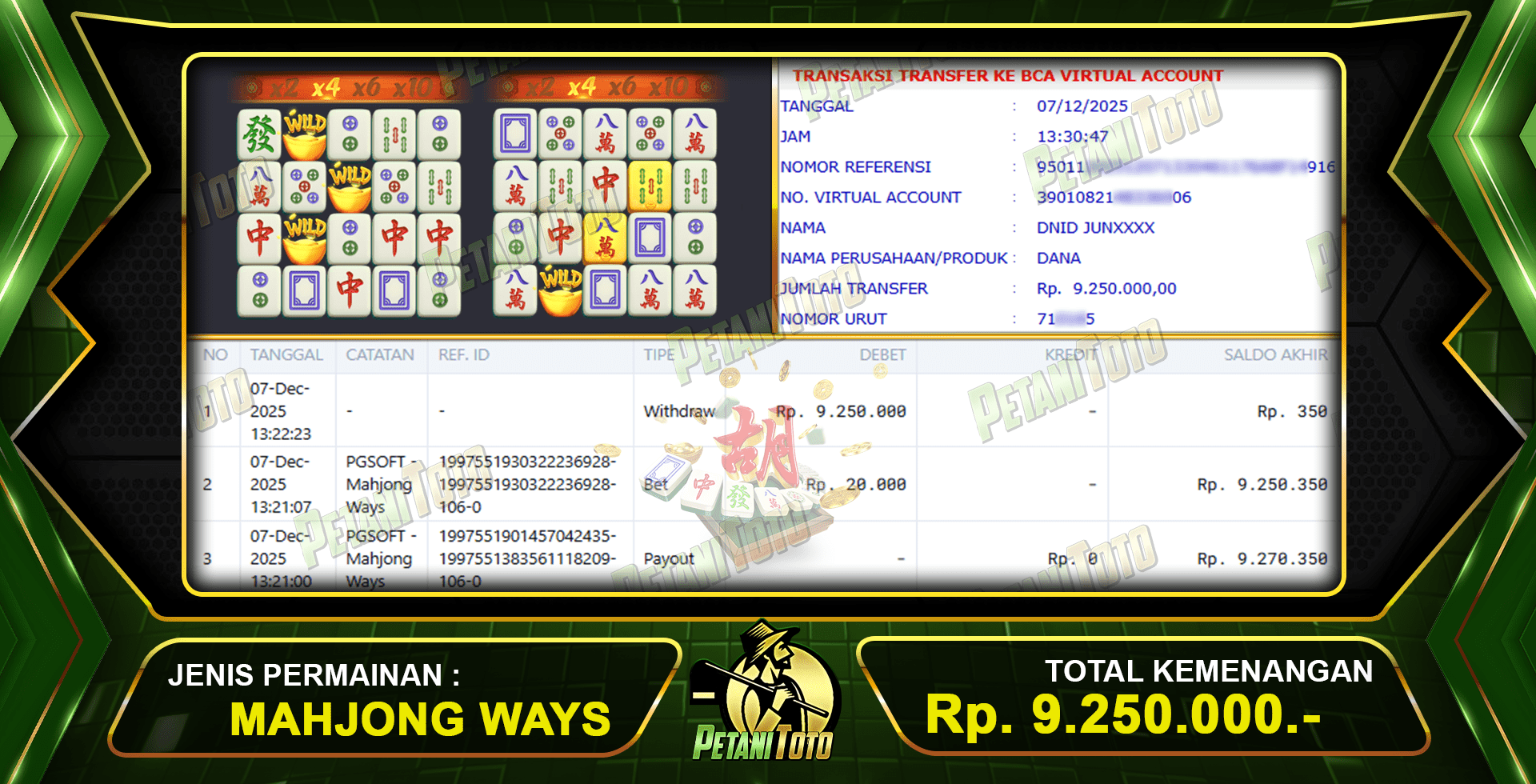 KEMENANGAN SLOT DI PETANITOTO