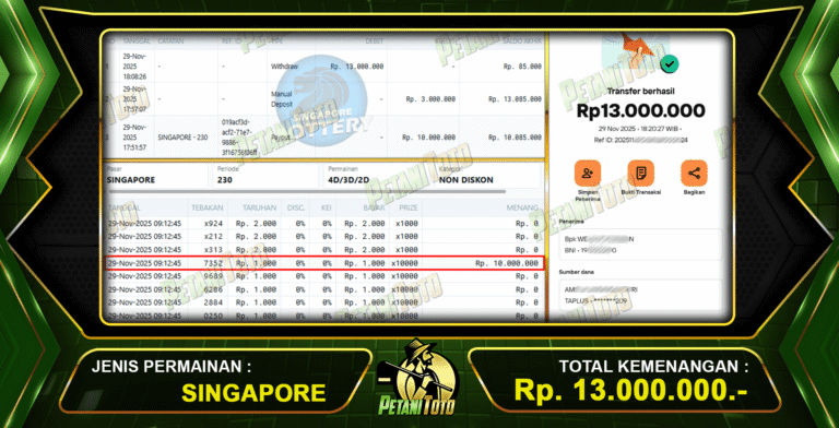 JP SINGAPORE DIBAYAR PETANITOTO