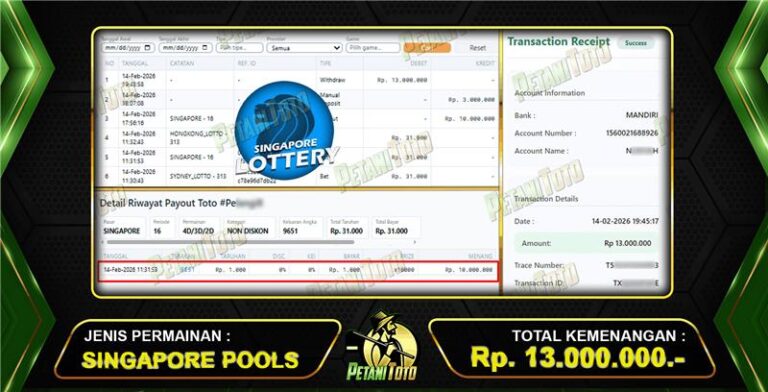 MENANG PAUS SINGAPORE PETANITOTO