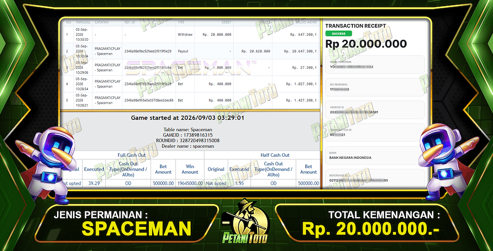 JACKPOT MELEDAK SPACEMAN PETANITOTO