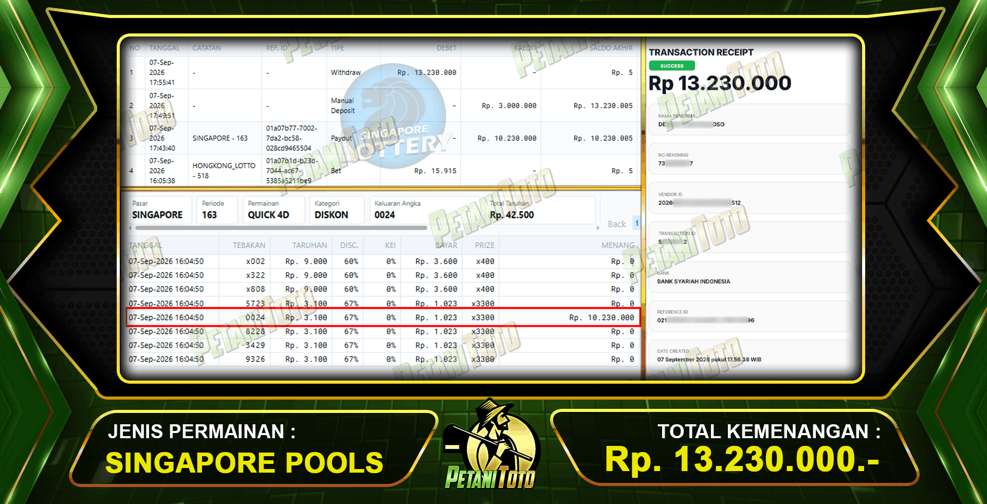 SINGAPORE POOLS PEMBAWA REZEKI