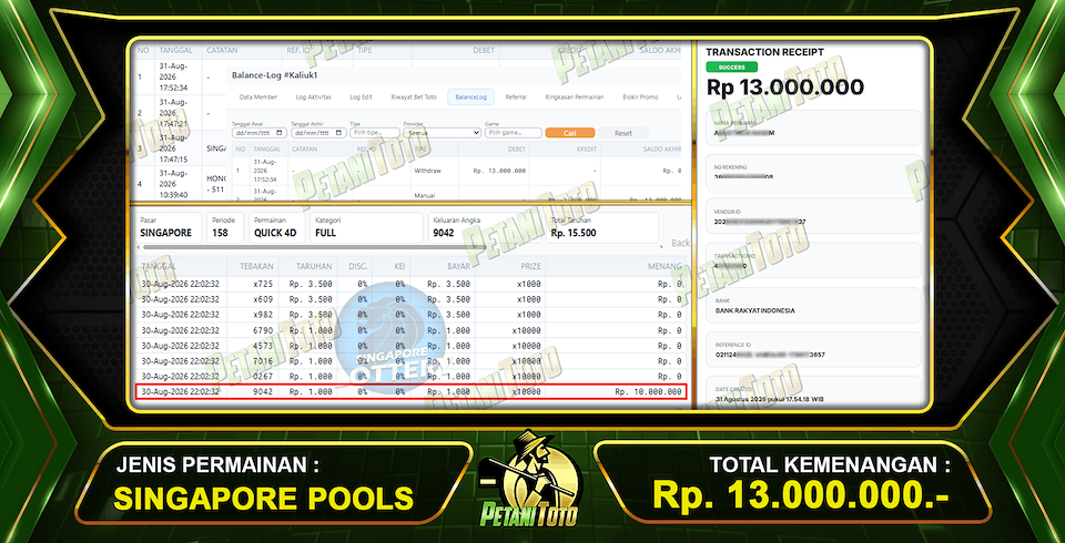TEMBUS 13JT SINGAPORE POOLS