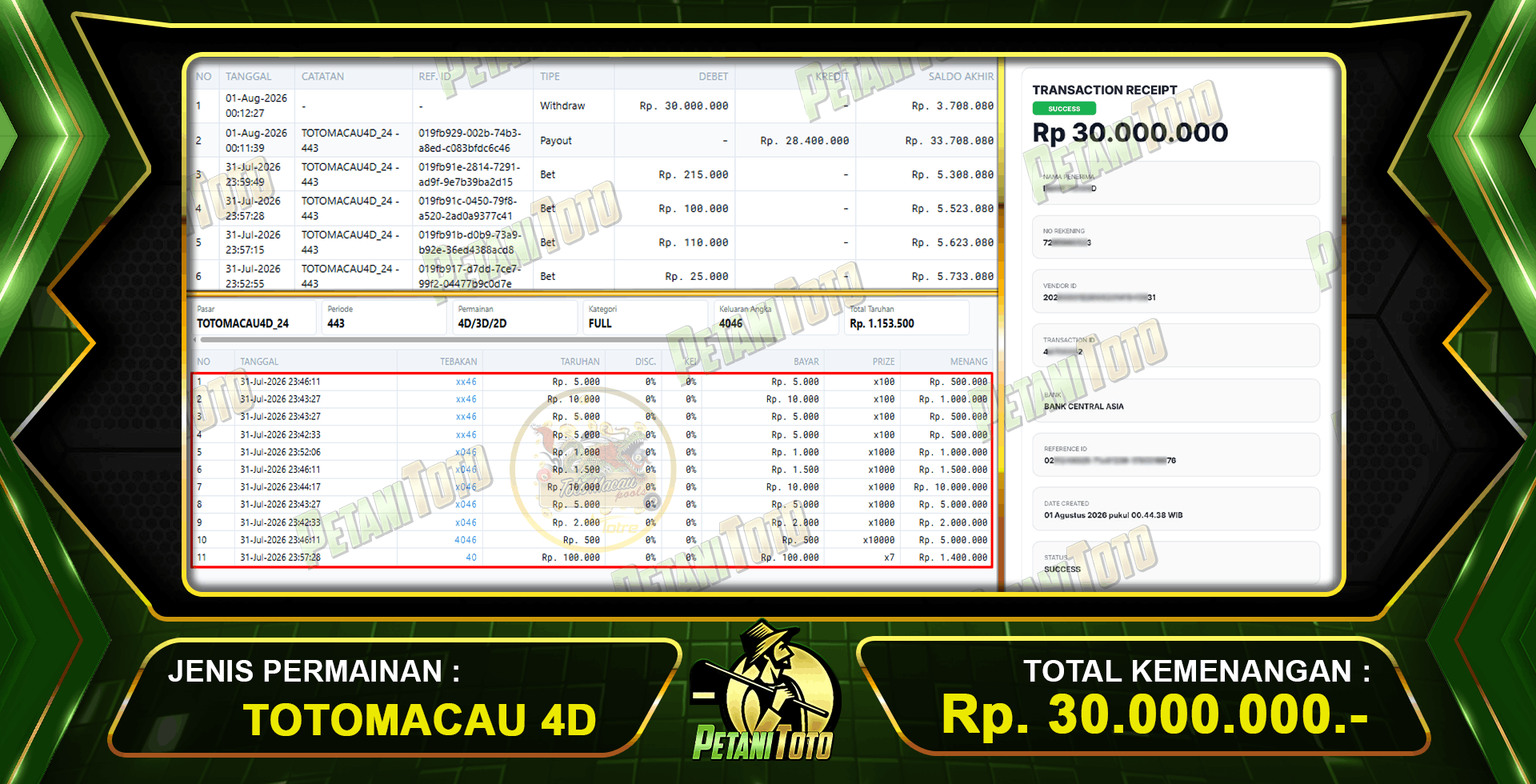 BERULANG KALI JACKPOT TOTOMACAU